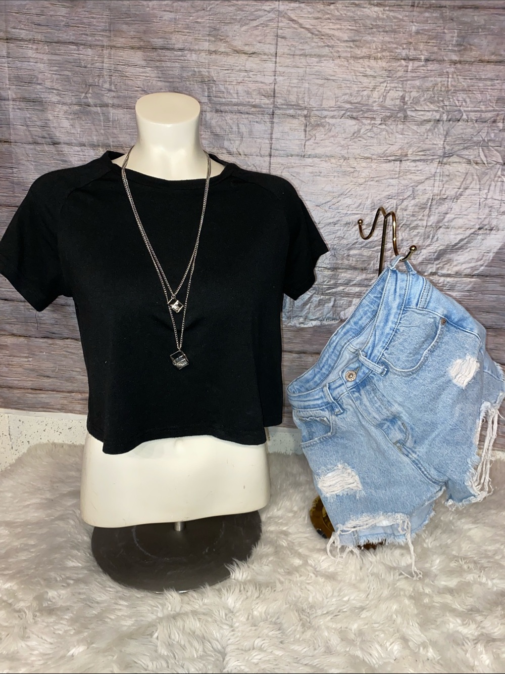 ebb & Flow Black Crop Top  With Cut Out Back